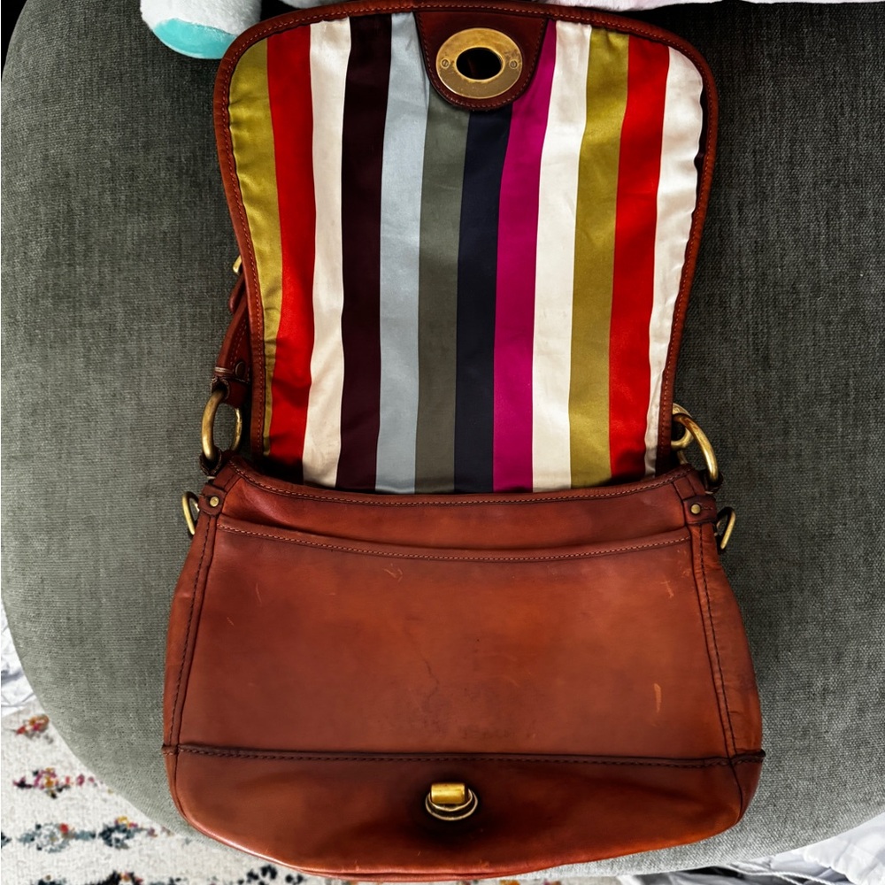 RARE Vintage Coach 65th Anniversary Legacy Stripe Flap Front Shoulder Bag #11134 - Picture 5 of 9